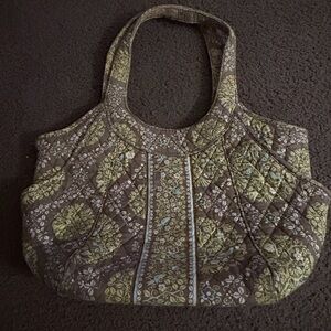 Floral Quilted Vera Bradley Purse Bag - Brown and Green